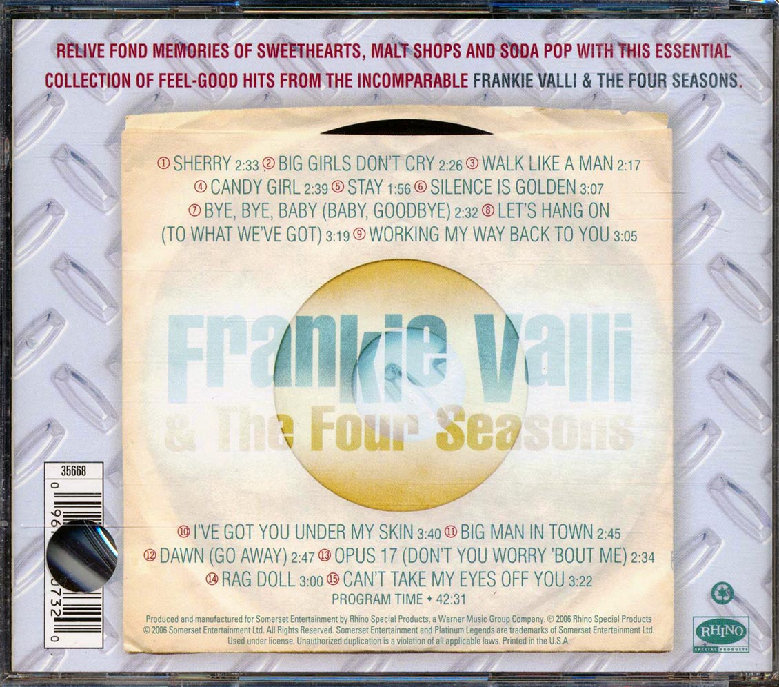 Frankie Valli & The Four Seasons - Back To The Diner Music CD