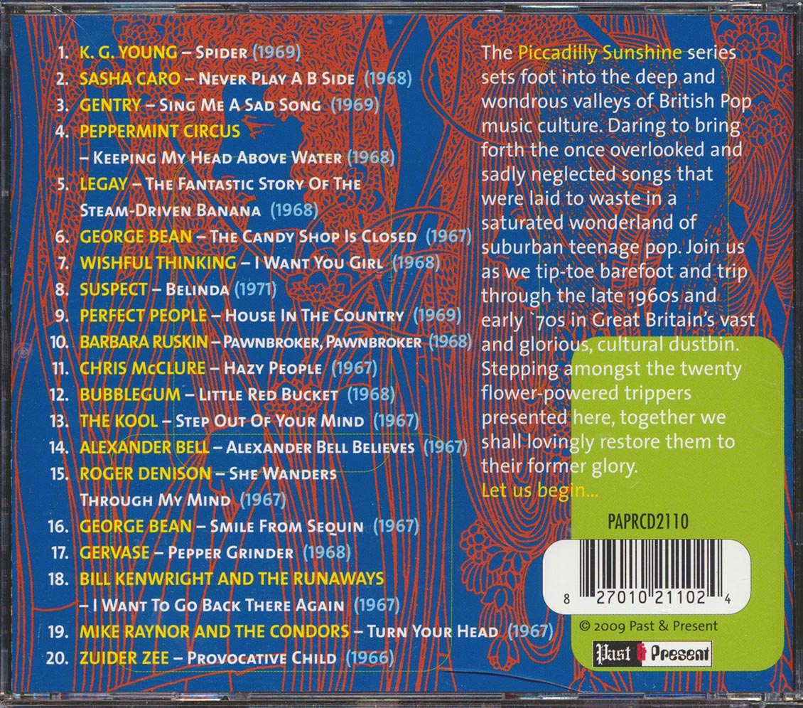Bubblegum, The Kool, Wishful Thinking, Peppermint Circus, Etc. - Piccadilly Sunshine Part 2: British Pop Psych And Other Flavours 1966-1971 Music CD