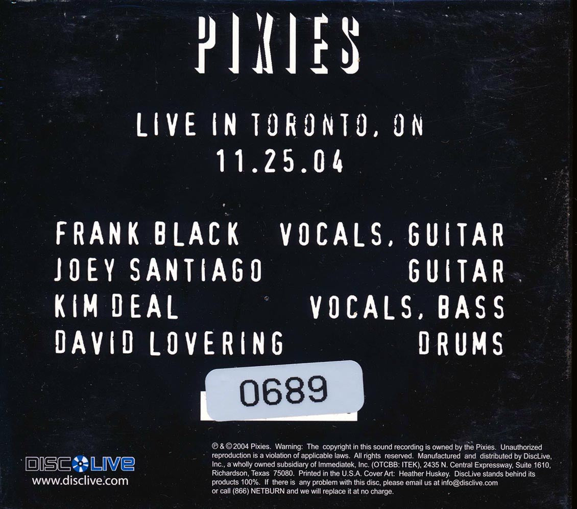 The Pixies - Live In Toronto, Ontario 11.25.04 (ltd. ed.) (2xCD) Music CD