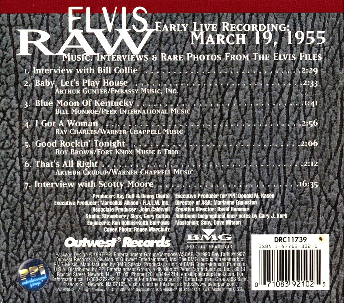 Elvis Presley - Raw Elvis: Early Live Recording March 19, 1955 (marked/ltd stock) (deluxe 3-fold digipak) Music CD
