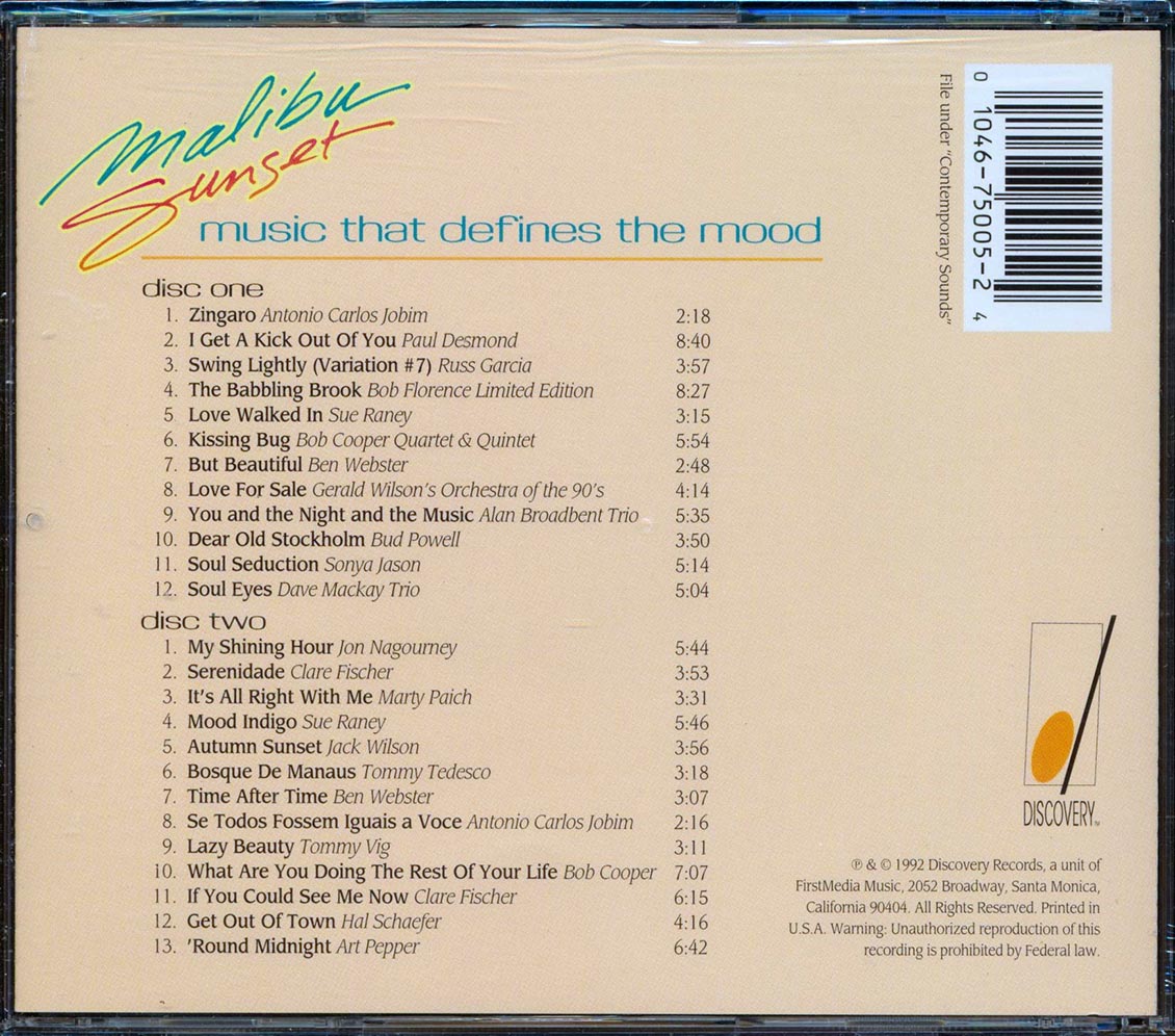 Art Pepper, Marty Paich, Ben Webster - Malibu Sunset (25 tracks) (2xCD) Music CD