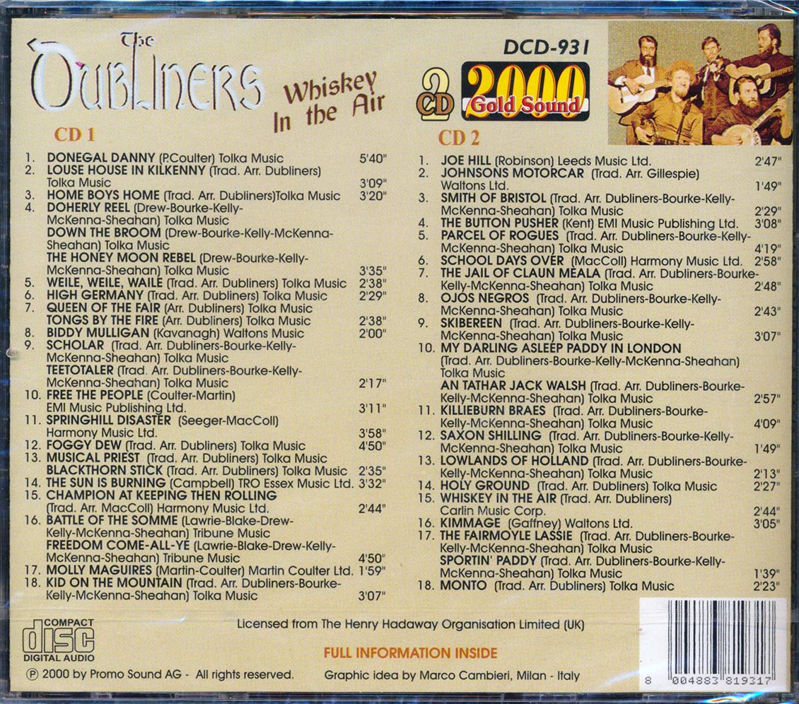 The Dubliners - Whiskey In The Air (36 tracks) (2xCD) Music CD