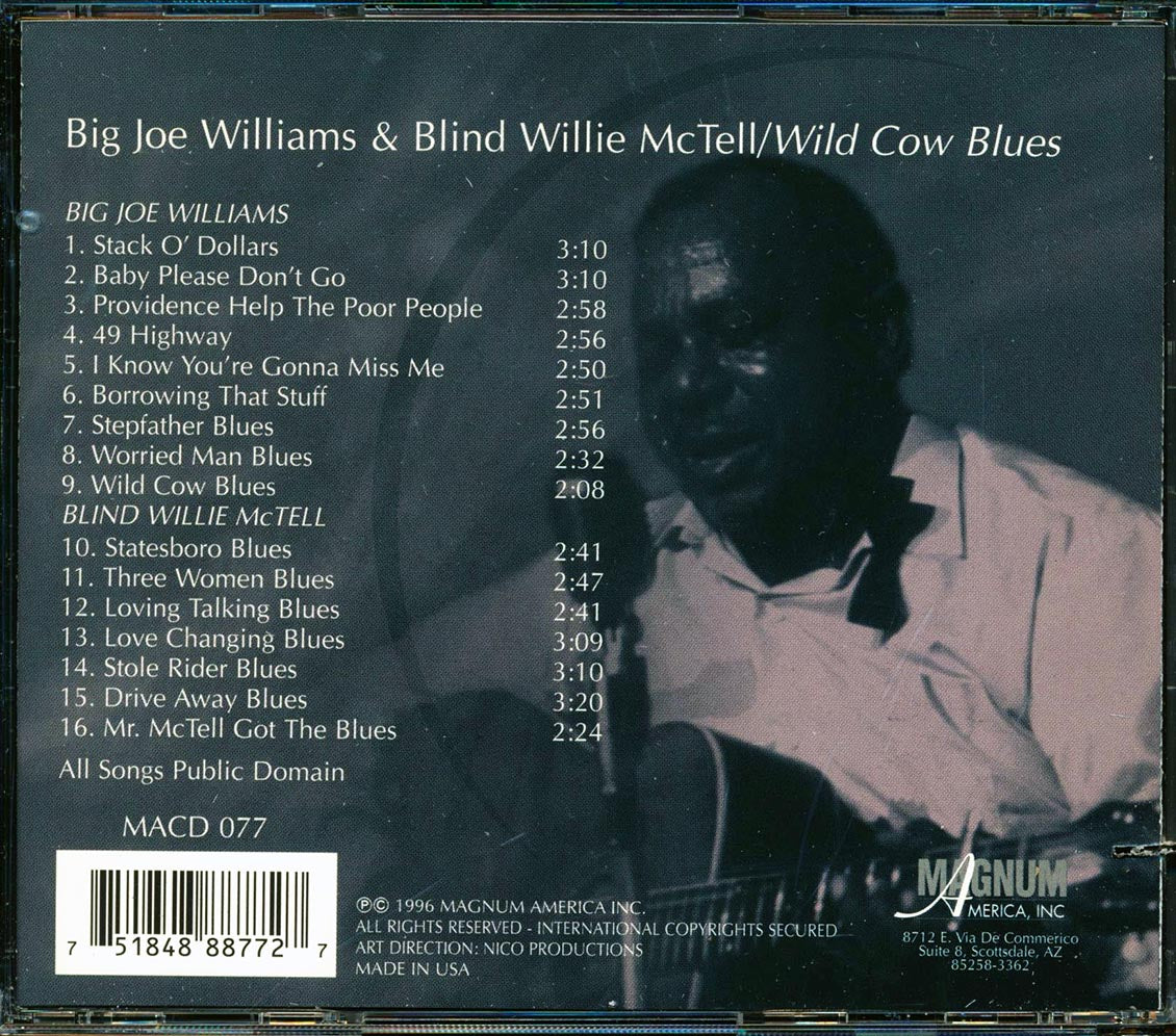 Big Joe Williams, Blind Willie McTell - Wild Cow Blues (marked/ltd stock) Music CD