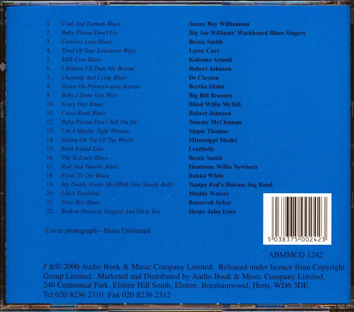 Robert Johnson Leadbelly Muddy Waters Bessie Smith Blind Willie McTell Etc Baby I Done Got Wise The Best Of The Blues 22 tracks Music CD
