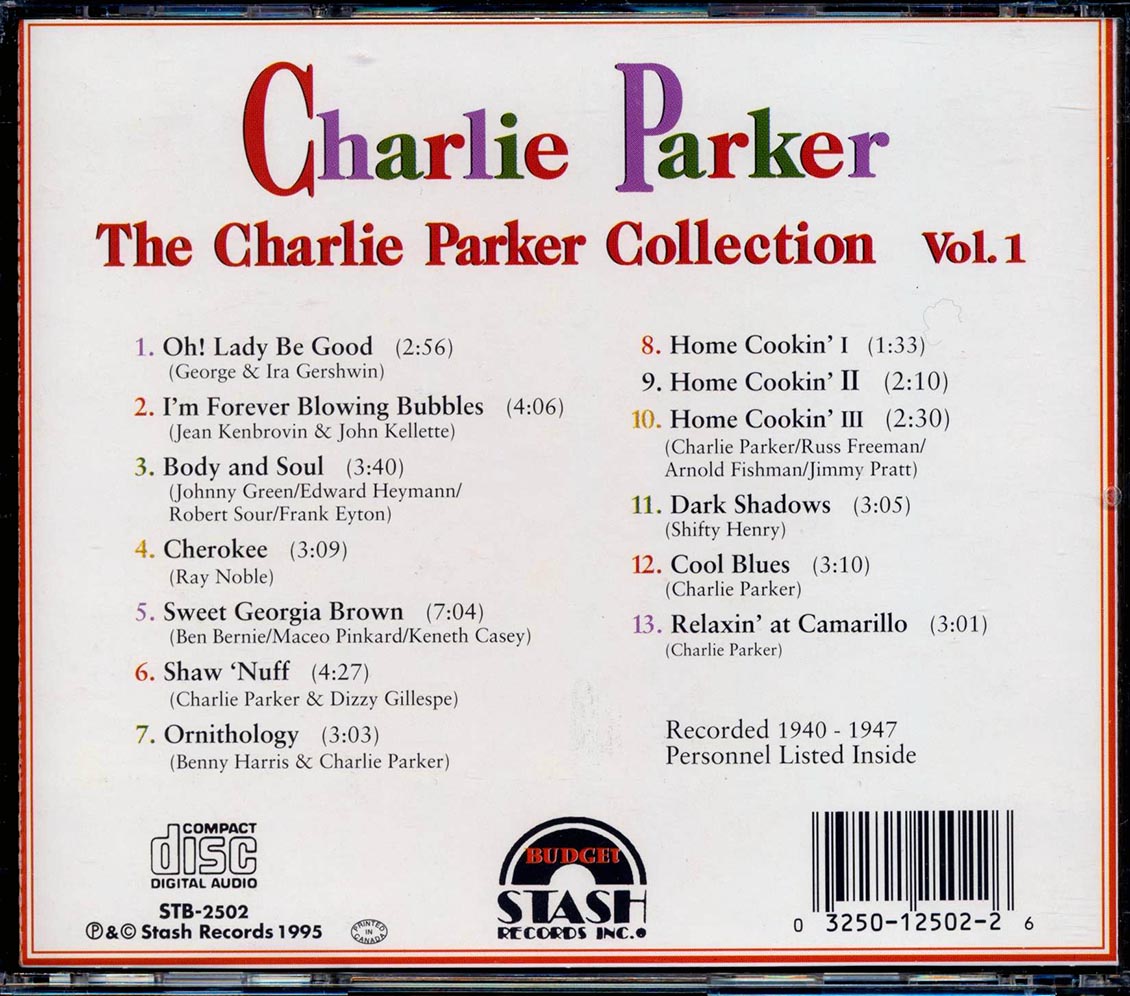 Charlie Parker - The Charlie Parker Collection Volume 1 Music CD