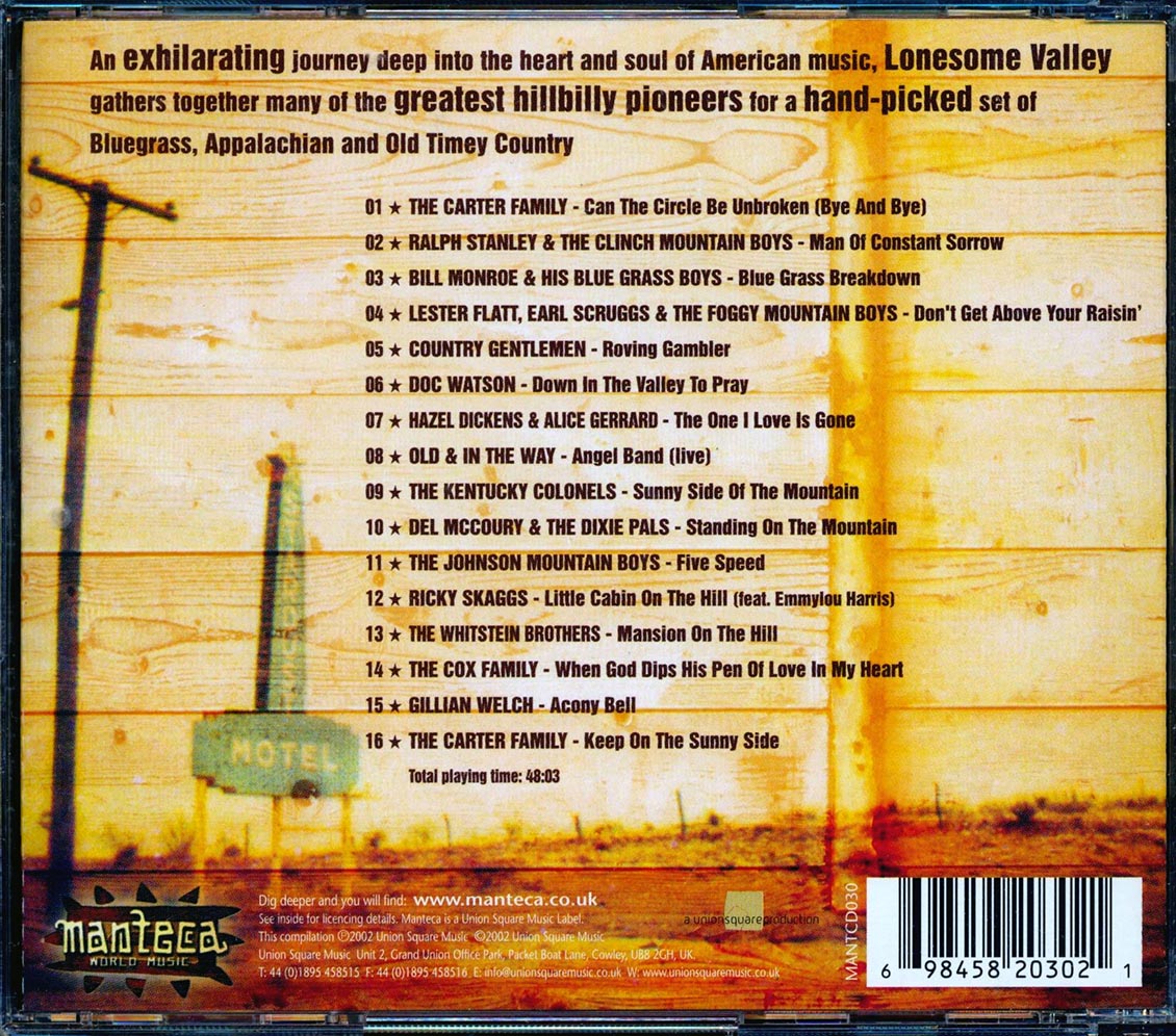 Bill Monroe, The Carter Family, Flatt & Scruggs, Gillian Welch, Etc. - Lonesome Valley: Classic American Bluegrass, Appalachian And Old Time Country Music CD