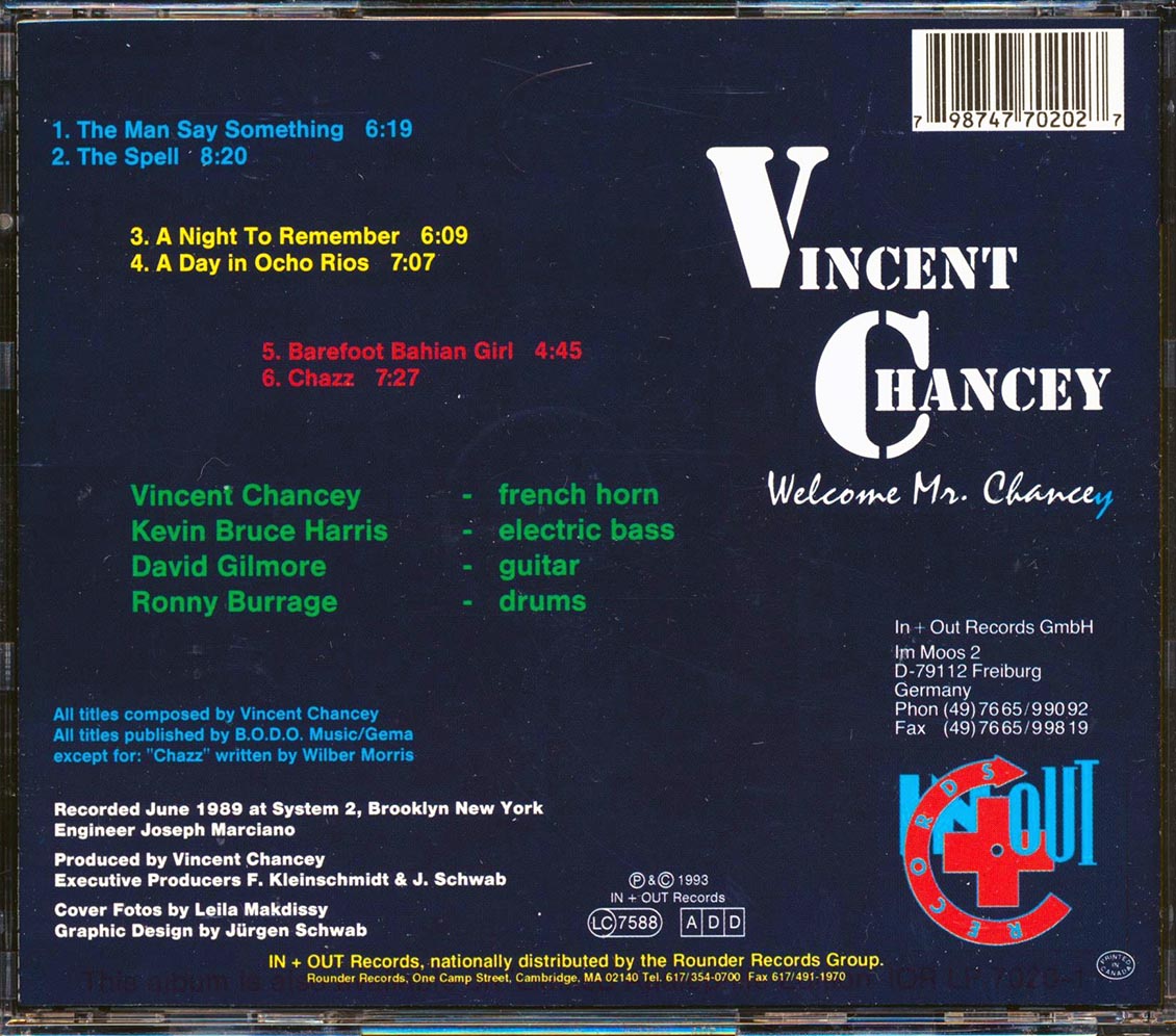Vincent Chancey - Welcome Mr. Chancey Music CD