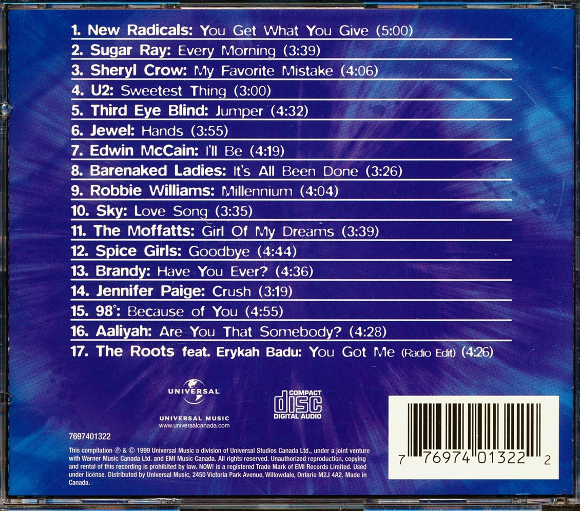 U2 Sheryl Crow Jewel Erykah Badu Etc Now! 4 Music CD