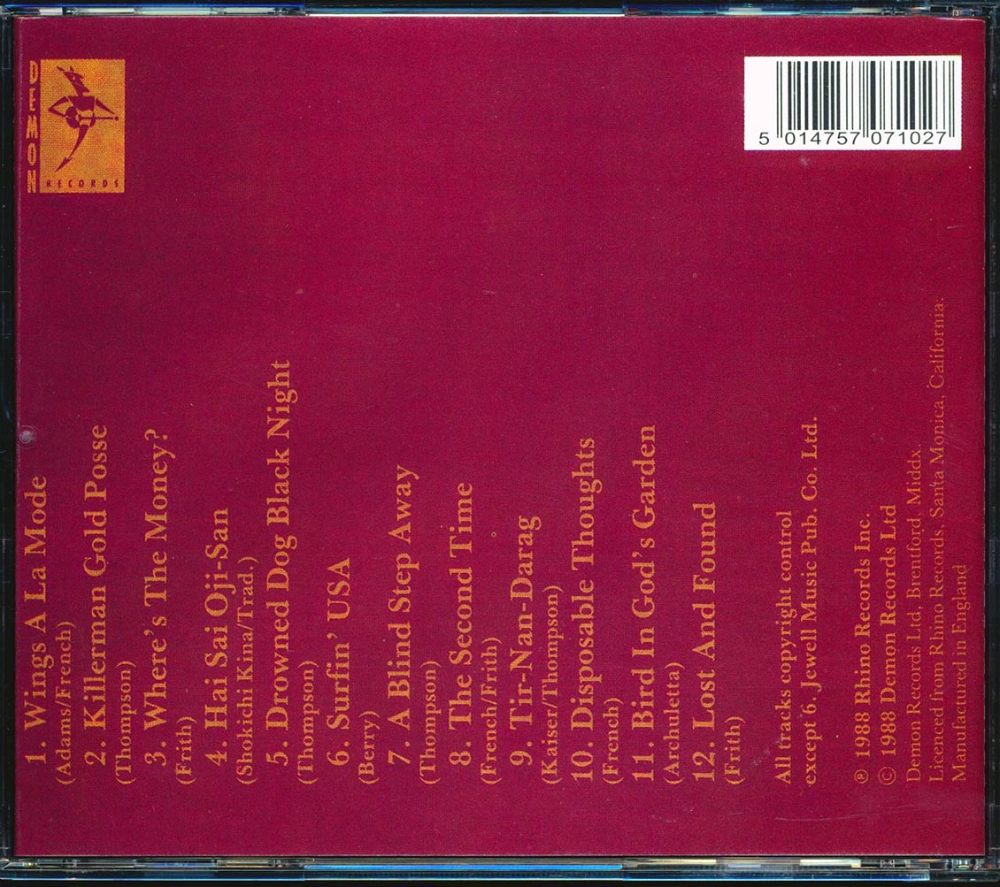 French Frith Kaiser Thompson - Live, Love, Larf & Loaf Music CD
