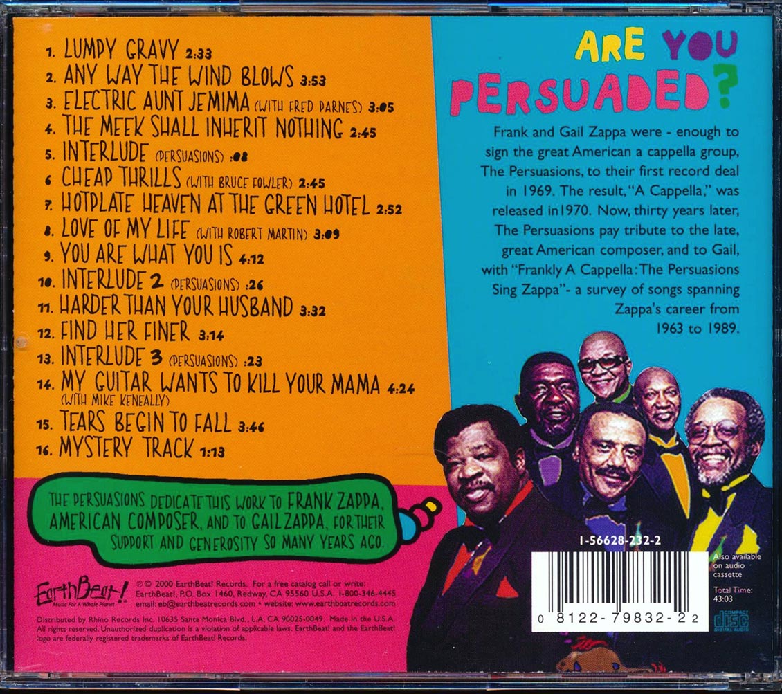 The Persuasions - Frankly A Capella: The Persuasions Sing Zappa Music CD