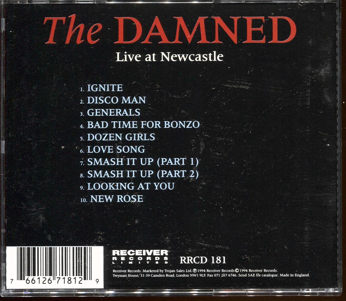 The Damned Live At Newcastle Music CD