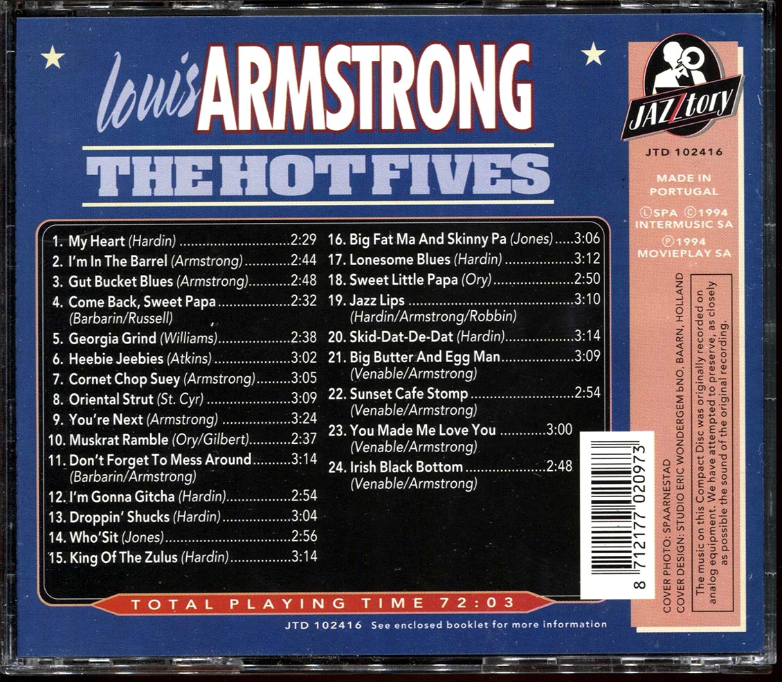 Louis Armstrong - The Hot Fives Music CD