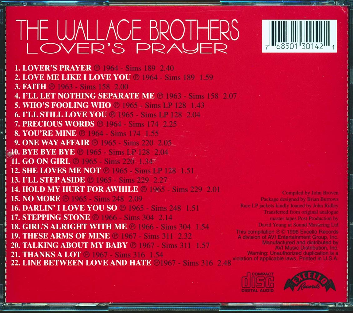 The Wallace Brothers - Lover's Prauer: Their Complete Sims Recordings (incl. large booklet) Music CD