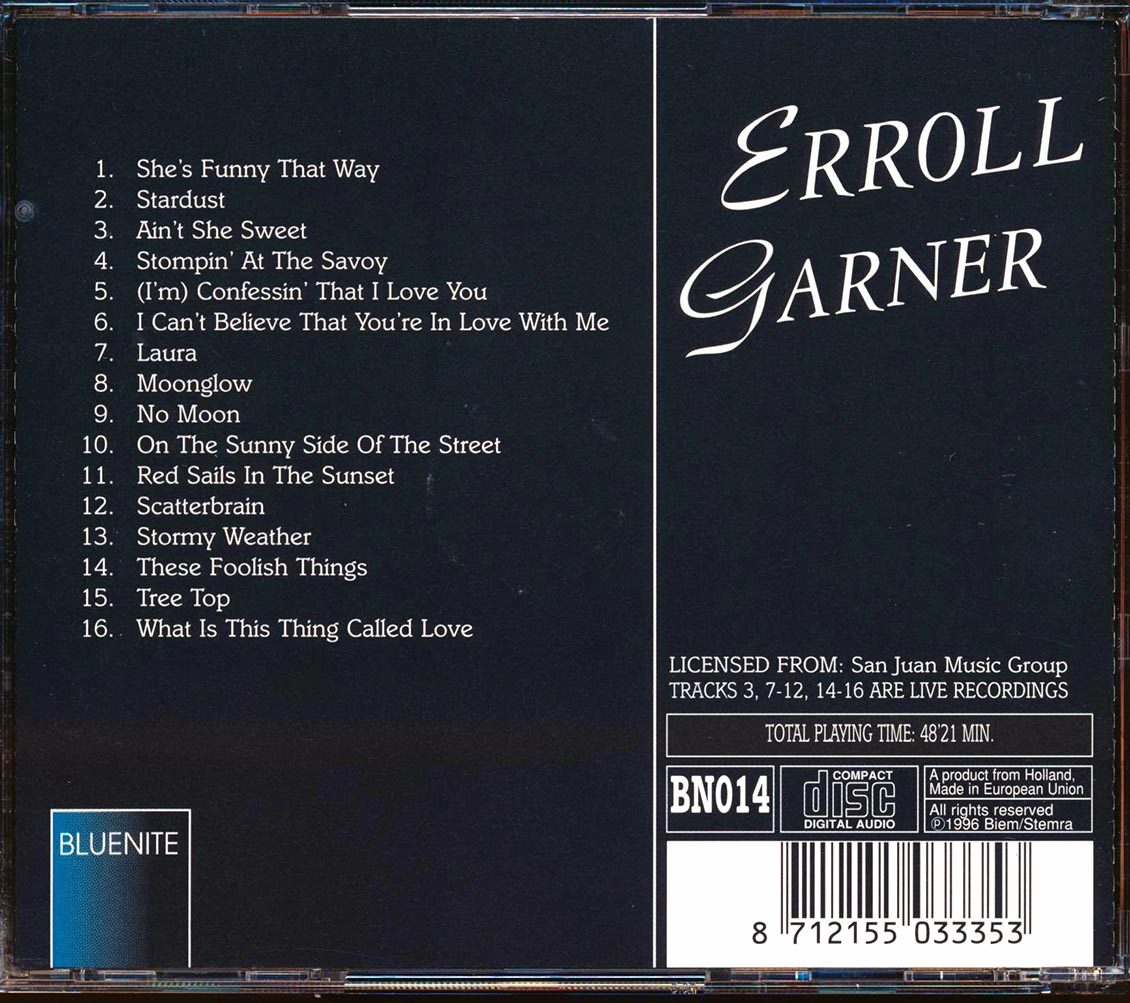 Errol Garner - Moonglow Music CD