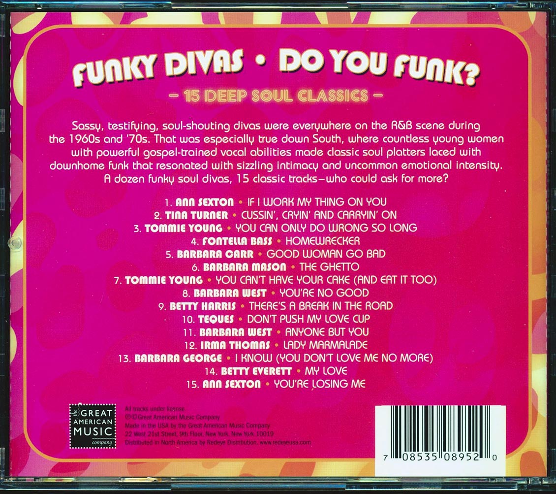 Tina Turner, Ann Sexton, Barbara Mason, Irma Thomas, Etc. - Funky Divas: Do You Funk? 15 Deep Soul Classics Music CD