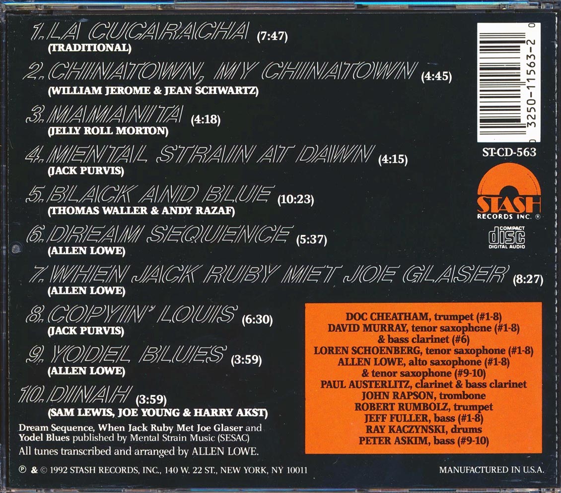 David Murray, Doc Cheatham, Loren Schoenberg With Allen Lowe & The Jack Purvis Memorial Orchestra - Mental Strain At Dawn: A Modern Portrait Of Louis Armstrong Music CD