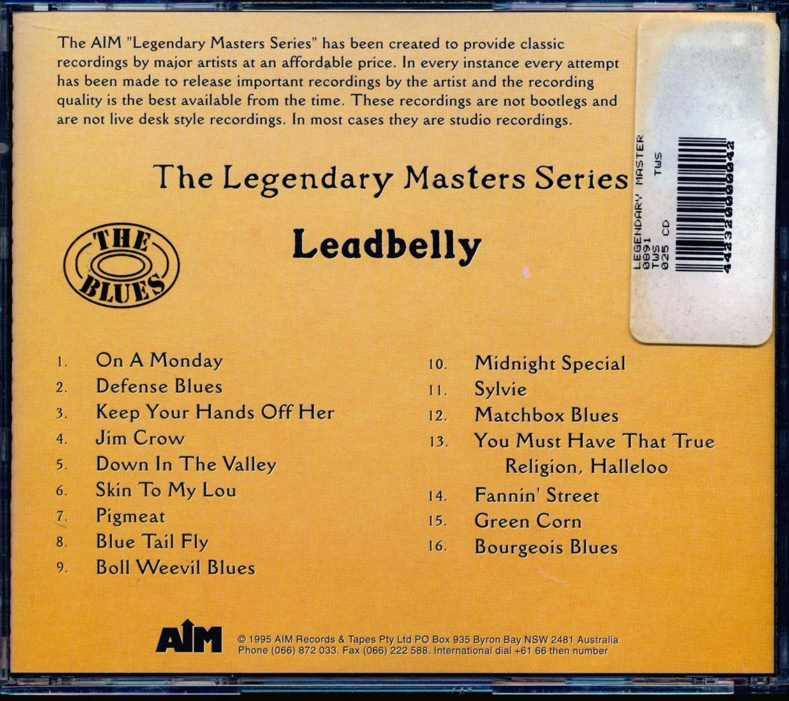 Leadbelly - The Legendary Masters Series: The Blues Music CD