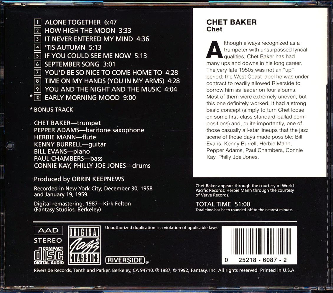 Chet Baker - Chet Music CD