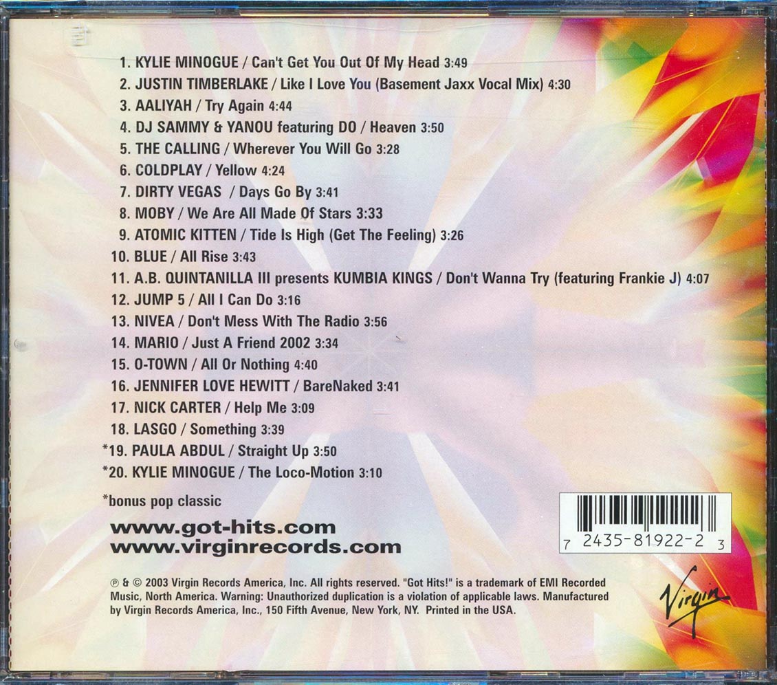 Coldplay, Paula Abdul, Moby, Etc. - Got Hits! Perfect Pop Album Music CD
