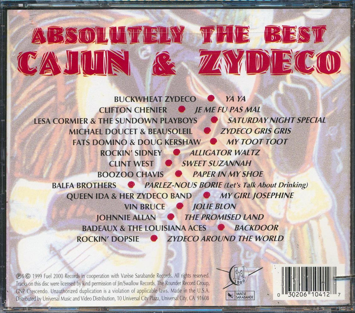 Buckwheat Zydeco, Fats Domino, Clifton Chenier, Doug Kershaw, Balfa Brothers, Etc. - Absolutely The Best Of Cajun & Zydeco (marked/ltd stock) Music CD