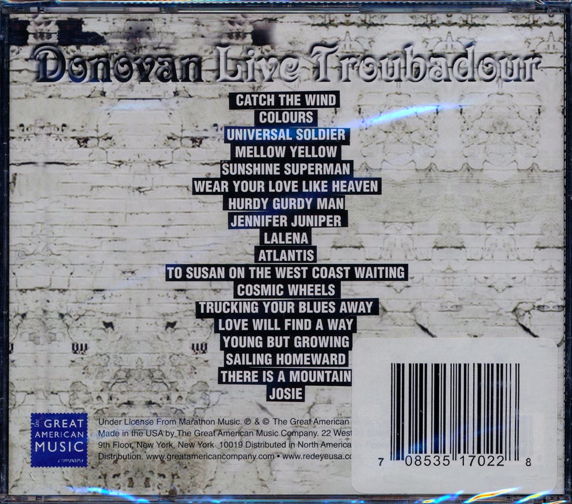 Donovan - Live Troubadour Music CD