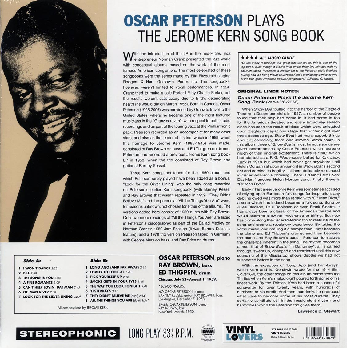 Oscar Peterson - Plays The Jerome Kern Song Book (+3 bonus tracks) (ltd. ed.) (180g) Vinyl Record