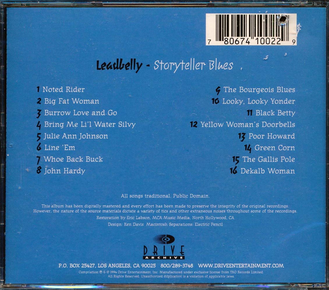 Leadbelly - Storyteller Blues (marked/ltd stock) Music CD