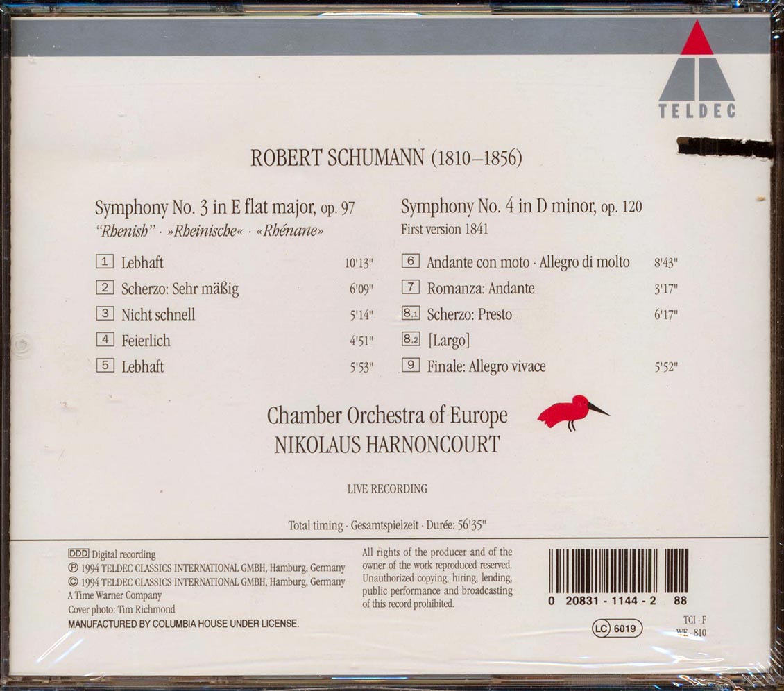 Shumann - Symphonies No. 3 Thenish, No. 4 First Version 1841 (marked/ltd stock) Music CD