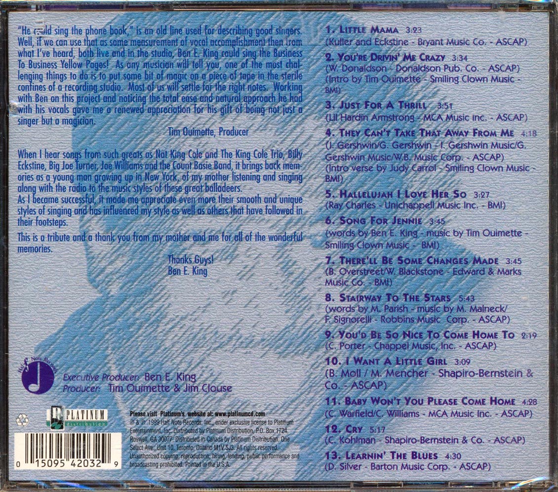 Ben E King - Shades Of Blue Music CD