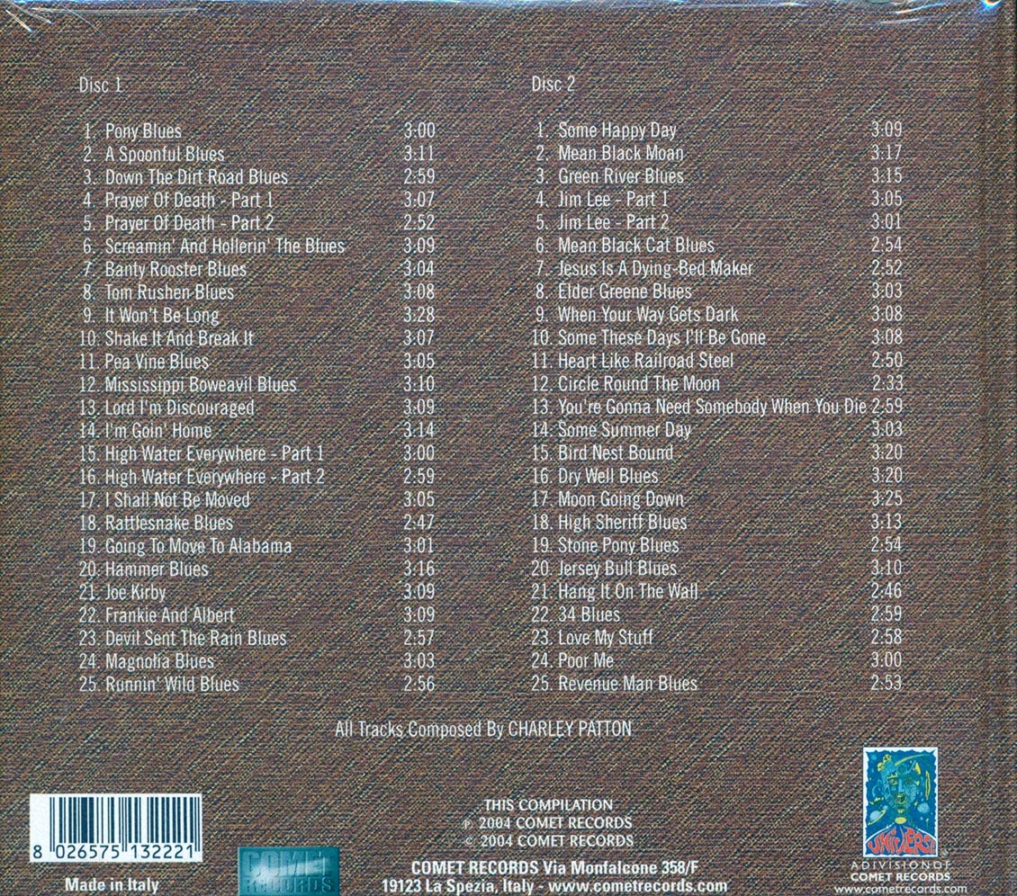 Charley Patton - Devil Sent The Rain Blues (casebound set) (50 tracks) (2xCD) Music CD