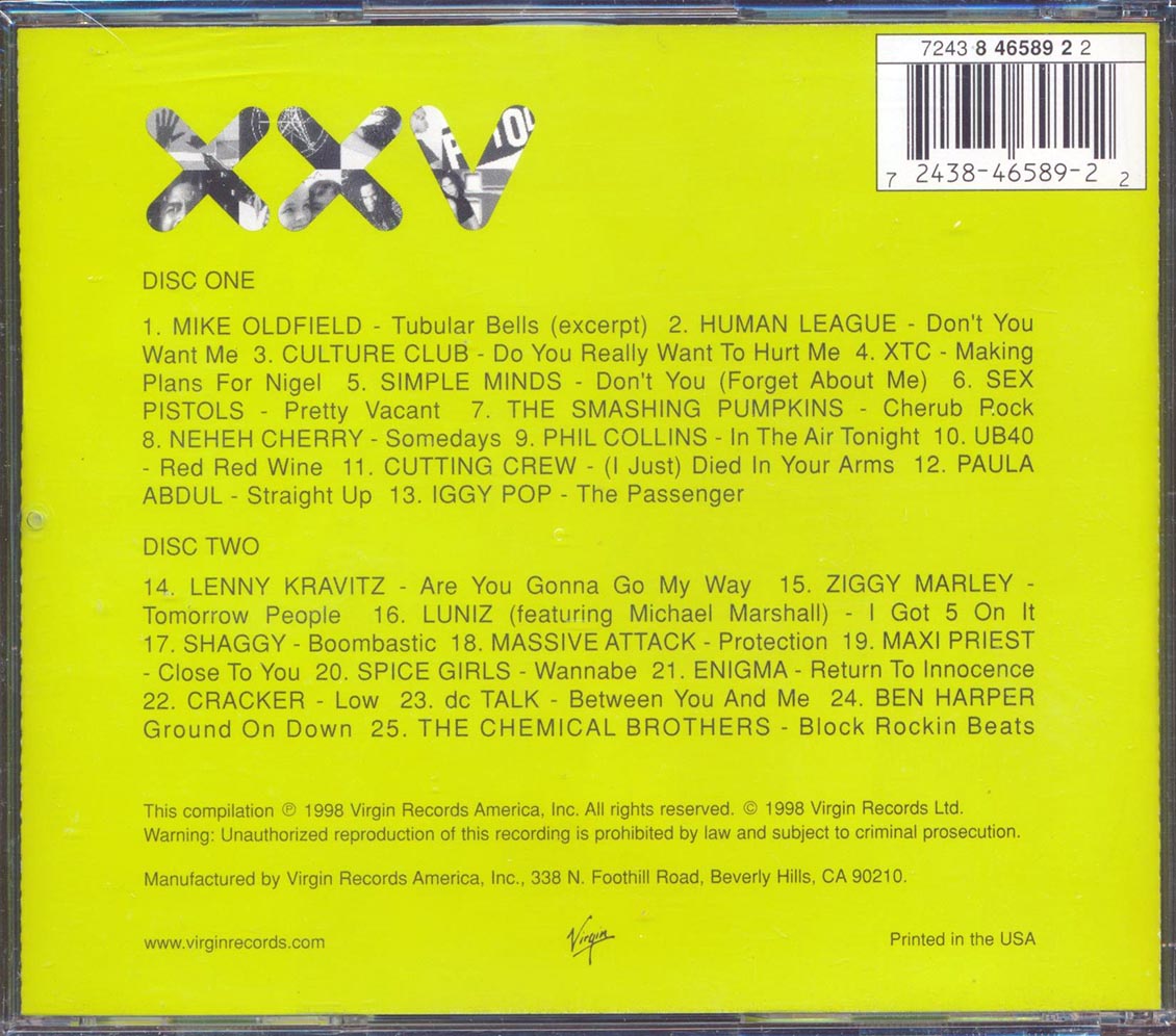 XTC, Human League, Culture Club, Iggy Pop, Mike Oldfield, Etc. - First Generation: Twenty Five Years Of Virgin Records (25 tracks) (2xCD) Music CD