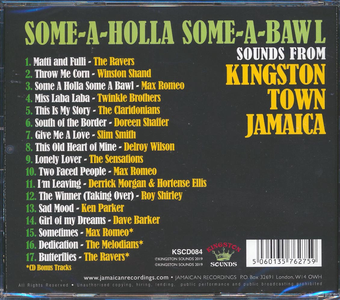 Max Romeo, Slim Smith, Roy Shirley, Etc. - Some-A-Holla Some-A-Bawl: Sounds From Kingston Town Jamaica Music CD