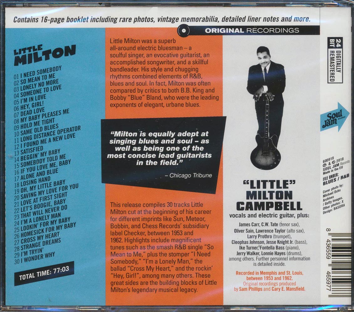 Little Milton - Long Distance Operator: 1953-1962 Sun, Meteor, Bobbin & Checker Sides (30 tracks) (incl. 16-page booklet) (24-bit mastering) (remastered) Music CD