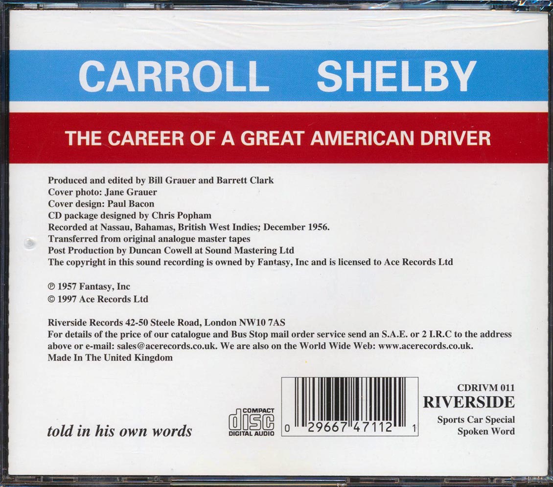Carroll Shelby - The Career Of A Great American Driver (remastered) Music CD