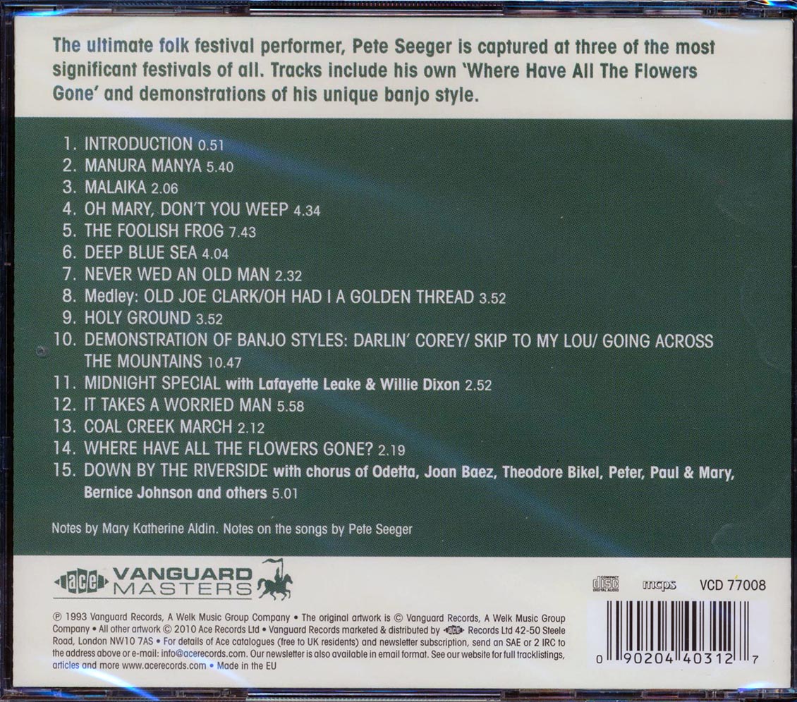 Pete Seeger Live At Newport Newport Folk Festival Classics remastered Music CD