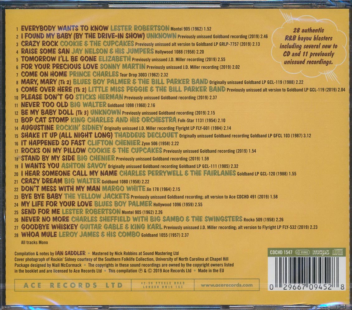Lester Robertson, Charles Sheffield, Blues Boy Palmer, Etc. - Rhythm 'N' Bluesin' By The Bayou: Bop Cat Stomp (28 tracks) (incl. large booklet) (remastered) Music CD