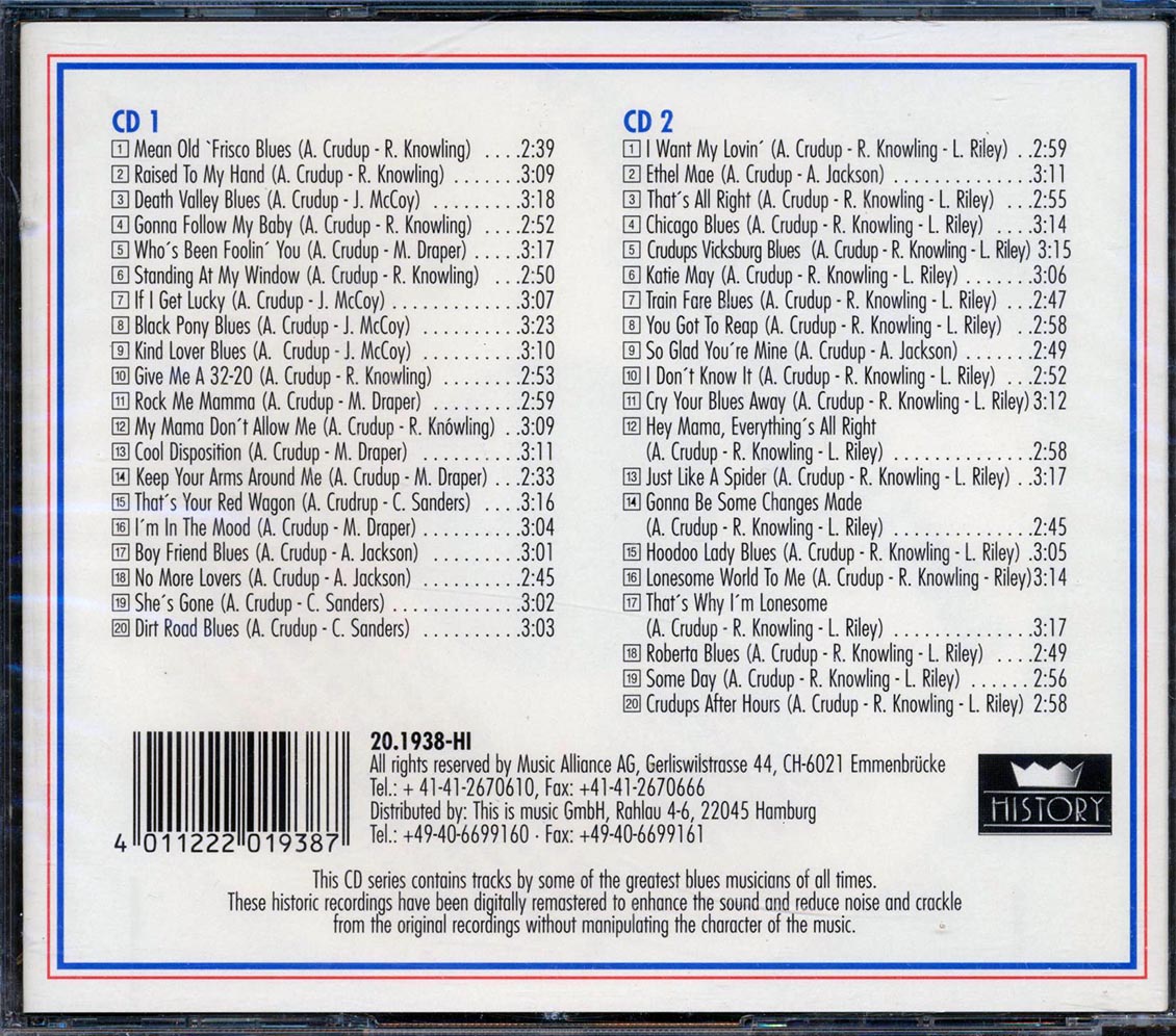 Arthur Big Boy Crudup - Crudup's After Hours: Nothing But The Blues (40 tracks) (2xCD) (remastered) Music CD