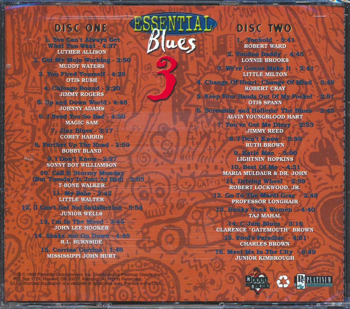 Muddy Waters Johnny Adams Magic Sam Etc Essential Blues 3 31 tracks 2xCD Music CD