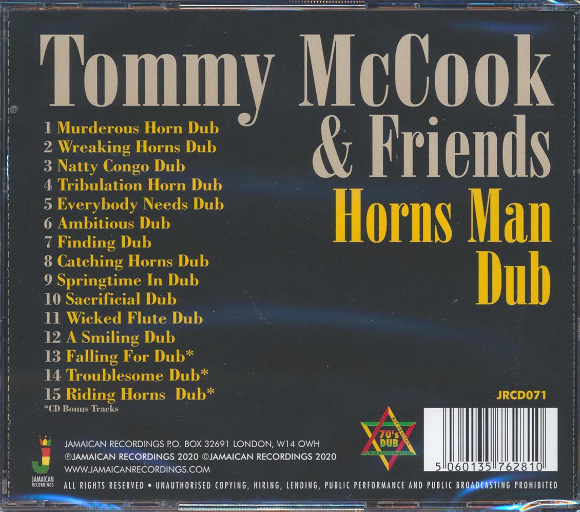 Tommy McCook & Friends - Horns Man Dub Music CD