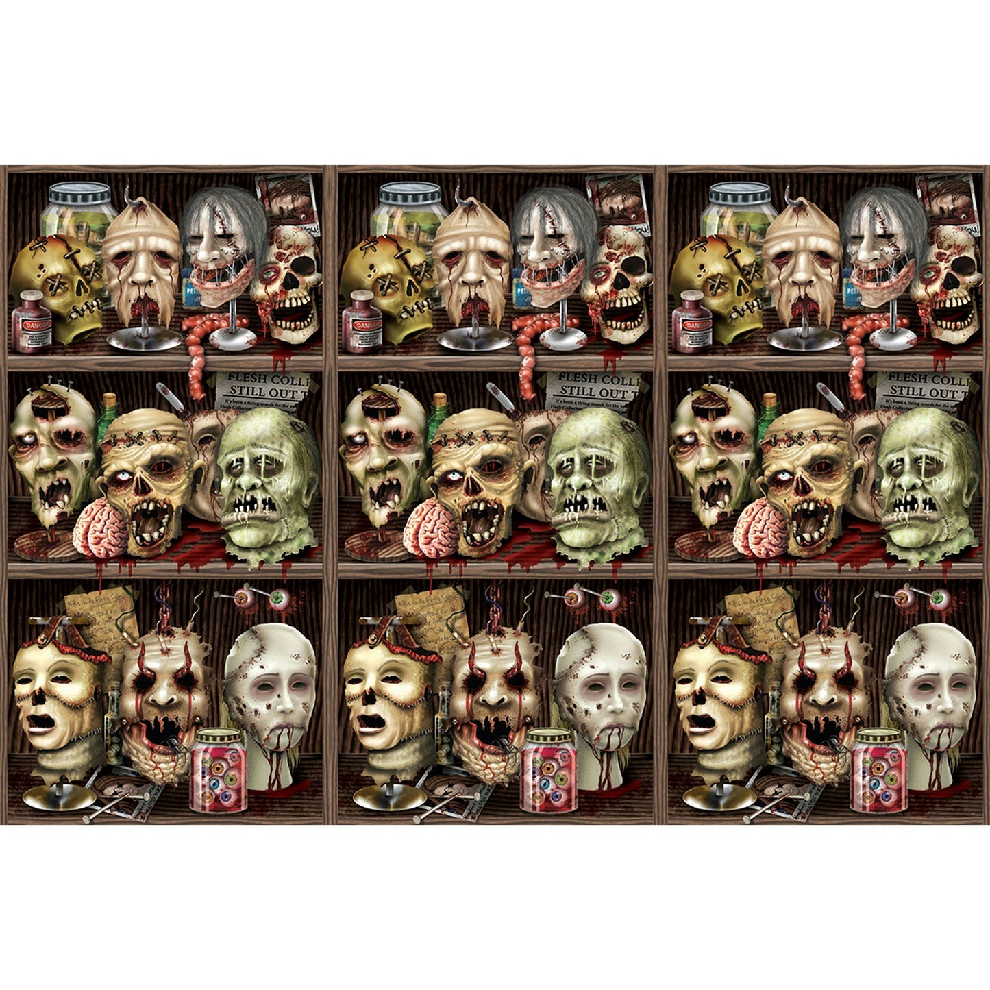 Scary Heads Backdrop Decoration 4 x 30 Feet