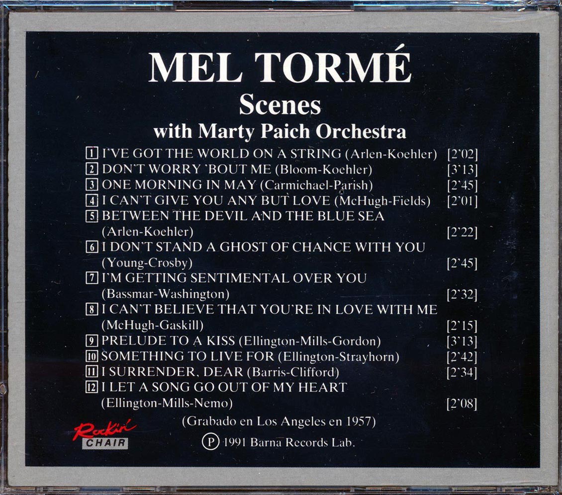Mel Torme With Marty Paich Orchestra - Scenes Music CD