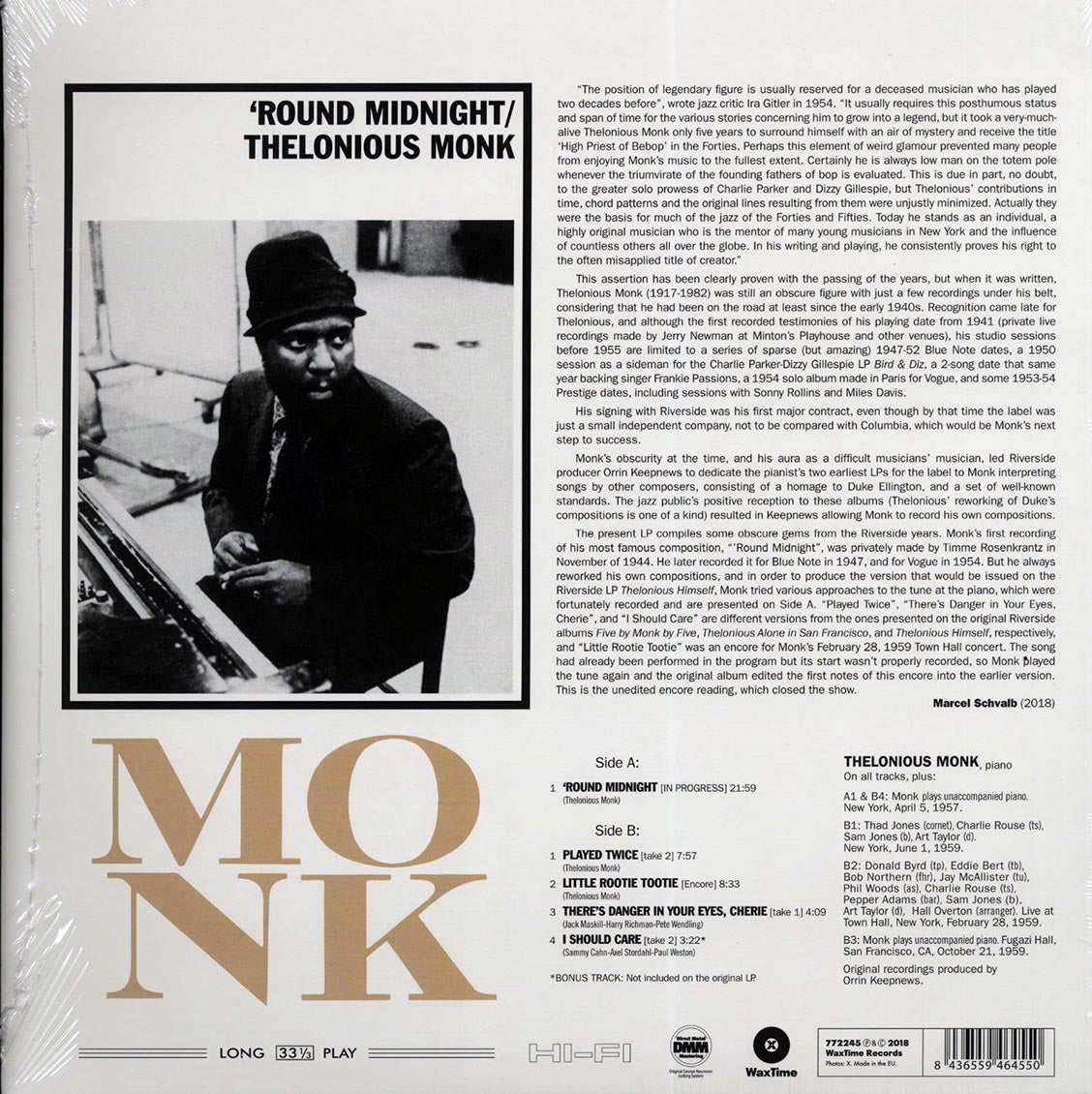 Thelonious Monk - Round Midnight (+bonus track) (ltd. ed.) (180g) (remastered) Vinyl Record