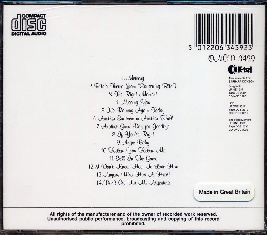 Barbara Dickson - The Love Songs Music CD