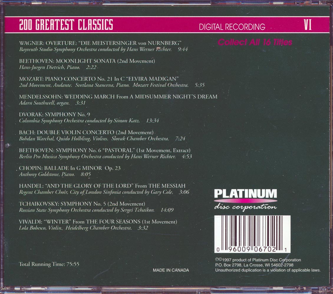 Sounds Of Excellence - Great Music From The Opera Music CD