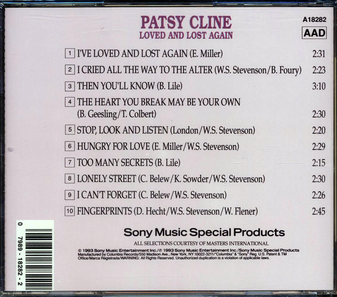 Patsy Cline Loved And Lost Again Music CD