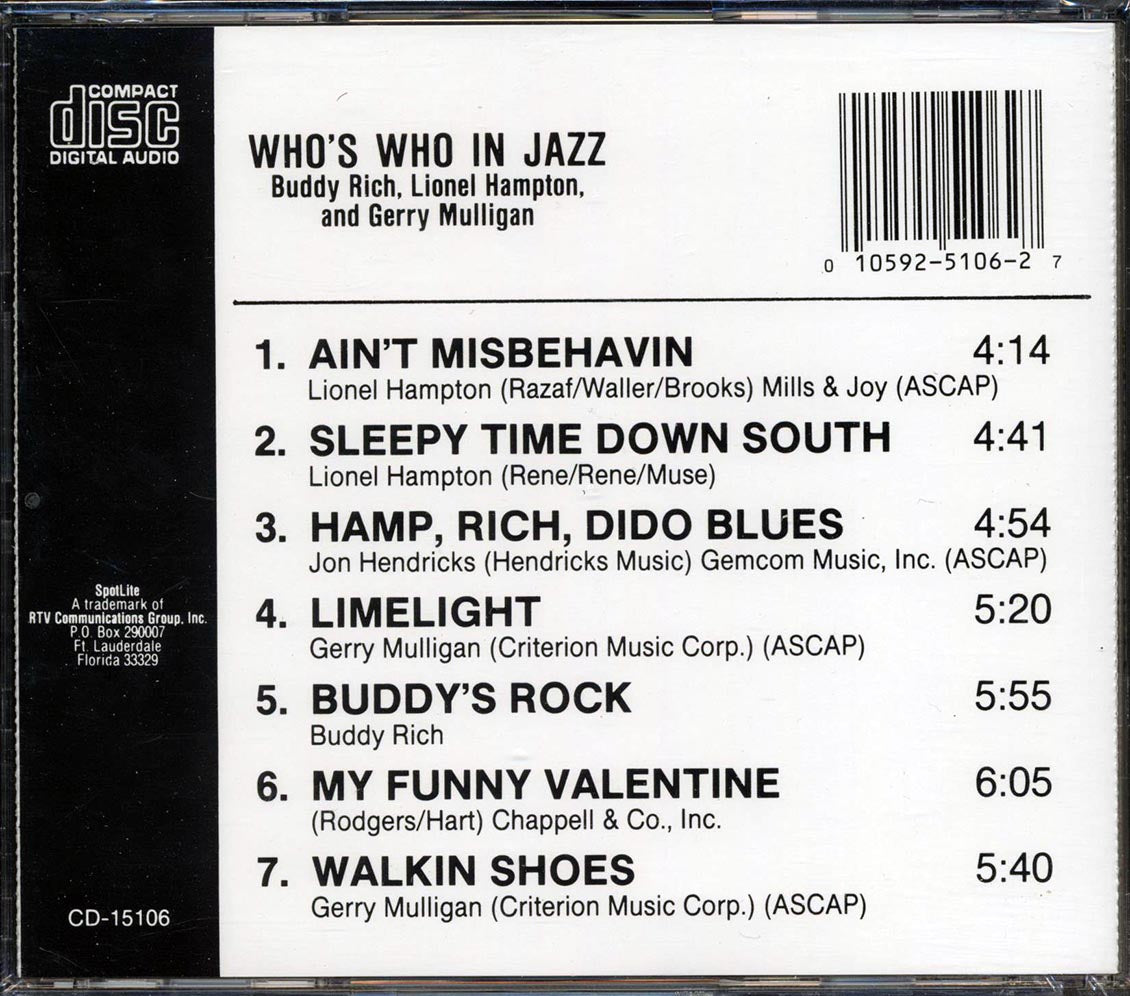 Lionel Hampton, Buddy Rich, Gerry Mulligan, Etc. - Who's Who In Jazz Music CD