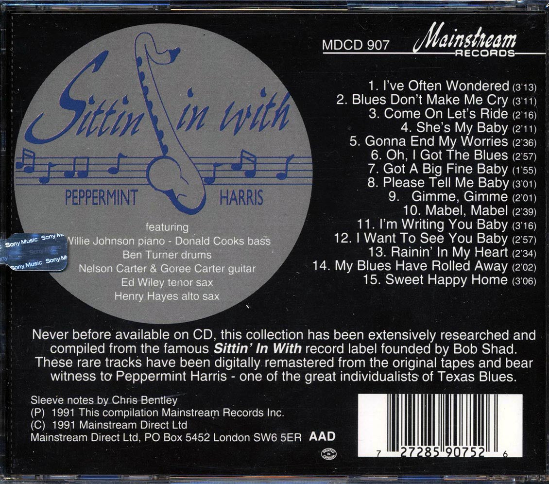 Peppermint Harris Sittin' In With Peppermint Harris Music CD