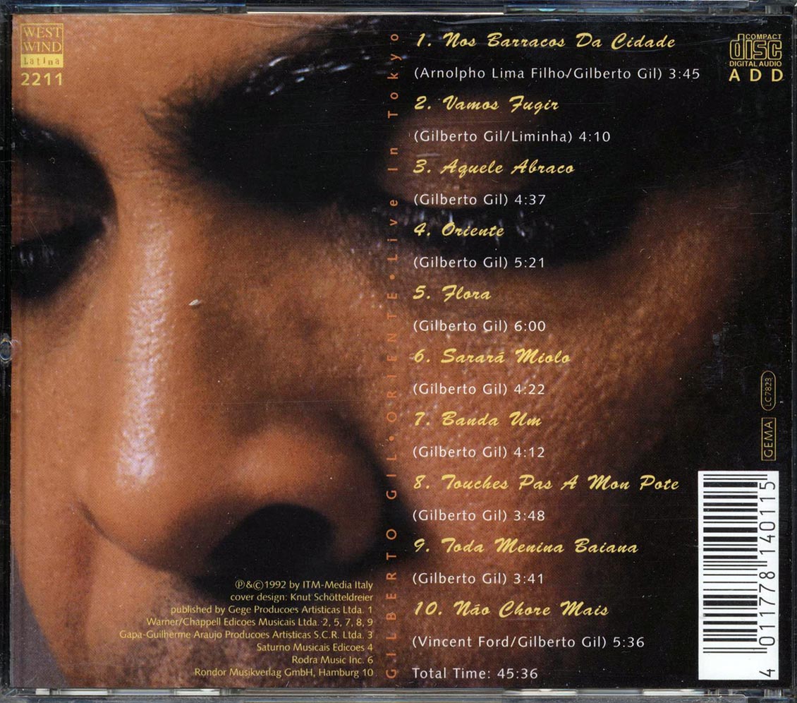 Gilberto Gil - Oriente: Live In Tokyo Music CD