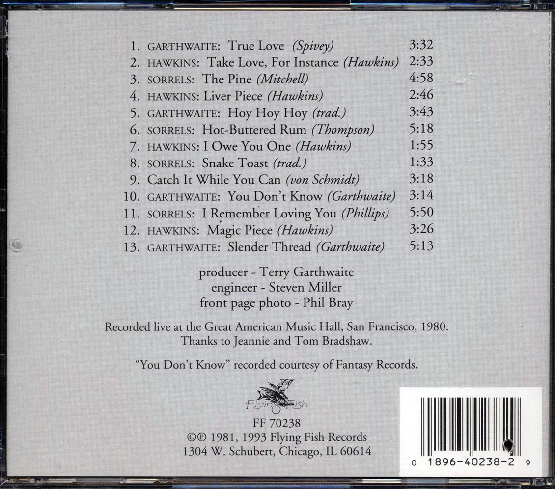 Terry Garthwaite, Bobbie Louise Hawkins, Rosalie Sorrels - Live At The Great American Music Hall (marked/ltd stock) Music CD