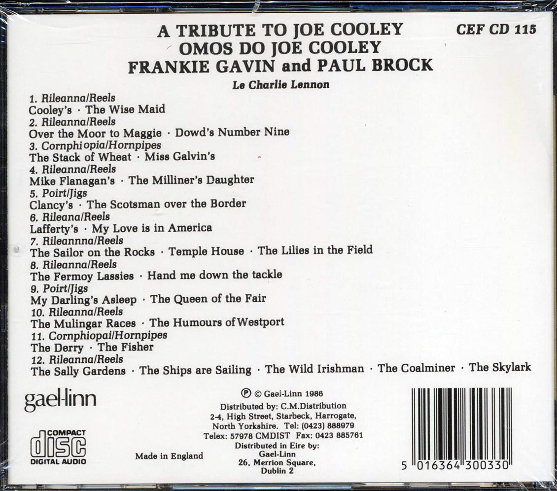 Frankie Gavin Paul Brock A Tribute To Joe Cooley Music CD